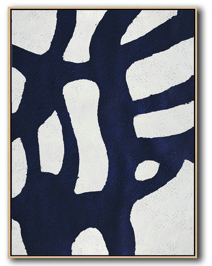 Handmade Painting Large Abstract Art,Buy Hand Painted Navy Blue Abstract Painting Online,Original Art Acrylic Painting